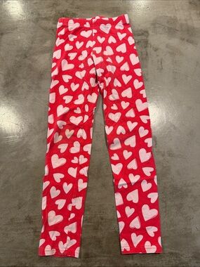 Old Navy Red Leggings with White Heart Print